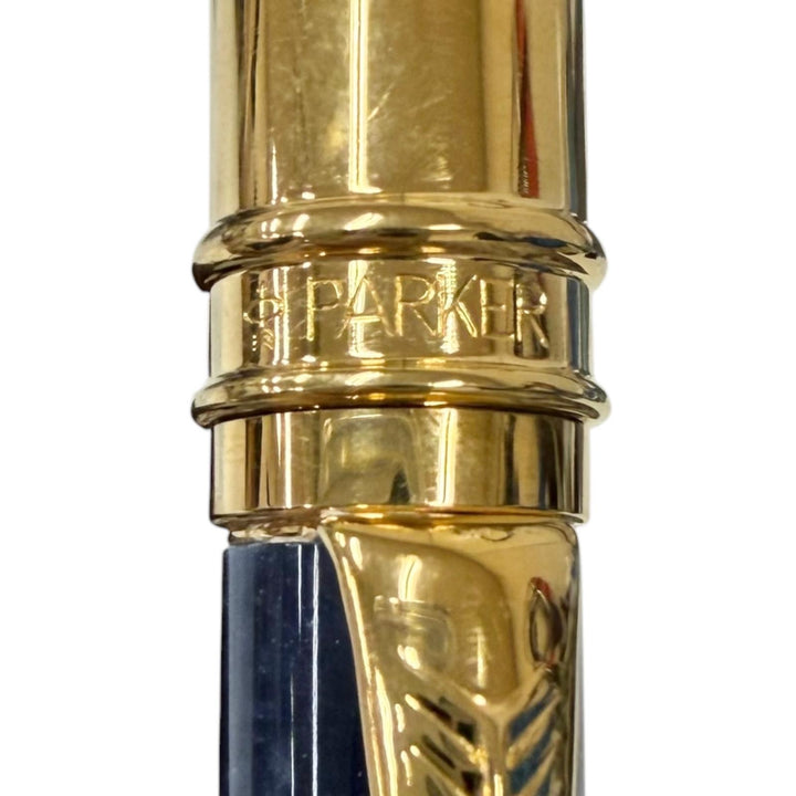 良品□PARKER TIFFANY&amp;Co. パーカー ティファニー デュオフォールド ダブルネーム マーブル ボールペン ゴールド ネイビー 筆記確認済み