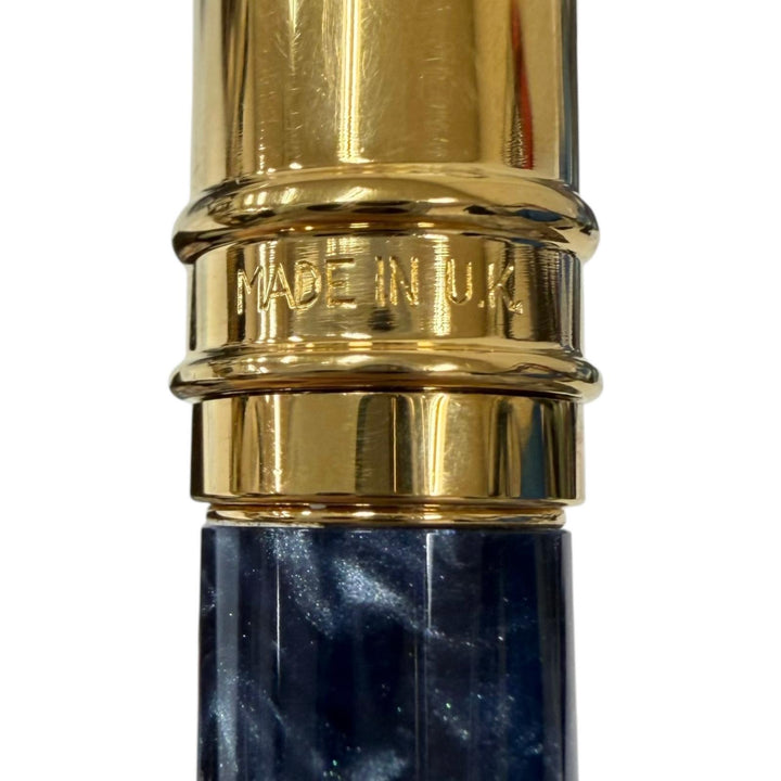 良品□PARKER TIFFANY&amp;Co. パーカー ティファニー デュオフォールド ダブルネーム マーブル ボールペン ゴールド ネイビー 筆記確認済み