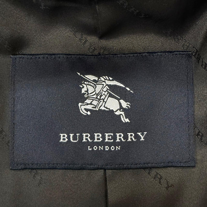 美品□BURBERRY LONDON バーバリーロンドン カシミヤ シルク フライフロント ステンカラーコート ブラック 92-170-5 日本製 正規品