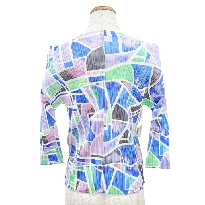 極美品△PLEATS PLEASE プリーツプリーズ イッセイミヤケ 23SS PP31JO723 総柄デザイン ボタンレス カーディガン マルチカラー 3 正規品