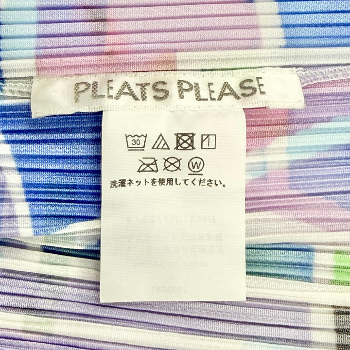 極美品△PLEATS PLEASE プリーツプリーズ イッセイミヤケ 23SS PP31JO723 総柄デザイン ボタンレス カーディガン マルチカラー 3 正規品