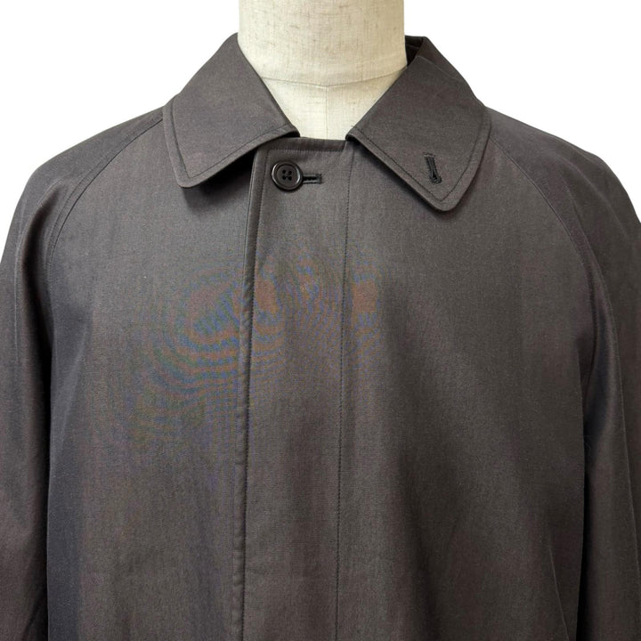 美品□Burberrys バーバリー ヴィンテージ 裏ノバチェック柄 フライフロント ステンカラーコート チャコール 92-170-5 日本製 正規品