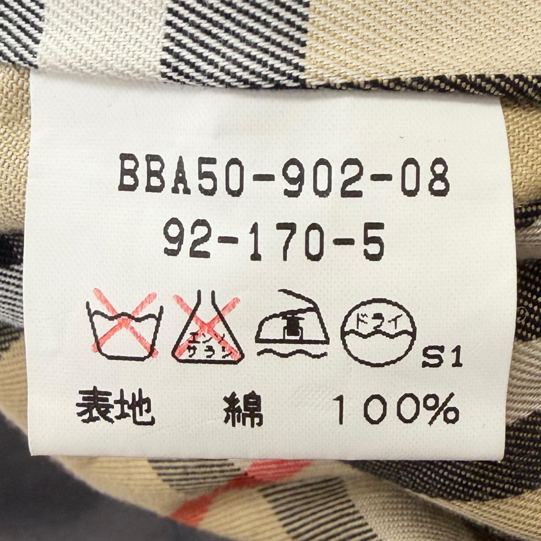 美品□Burberrys バーバリー ヴィンテージ 裏ノバチェック柄 フライフロント ステンカラーコート チャコール 92-170-5 日本製 正規品