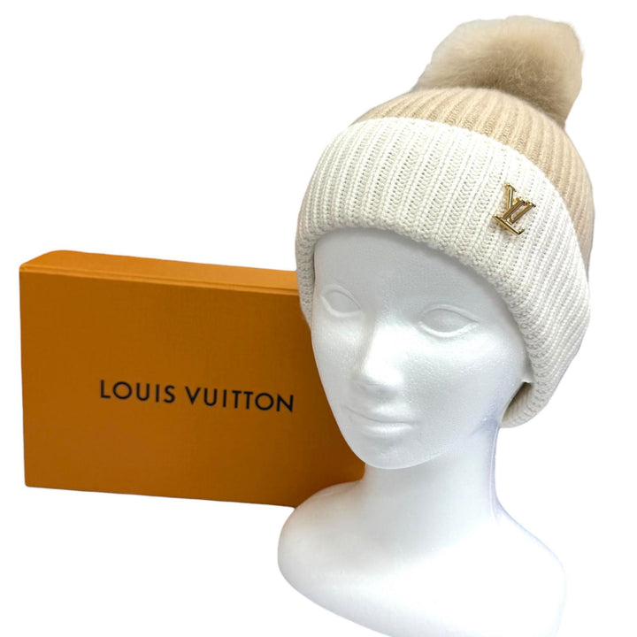 未使用品□ルイヴィトン 2024年製 M79396 ビーニー LV コールド スパーク カシミヤ フォックス ニットキャップ 伊製 正規品 定価143000円