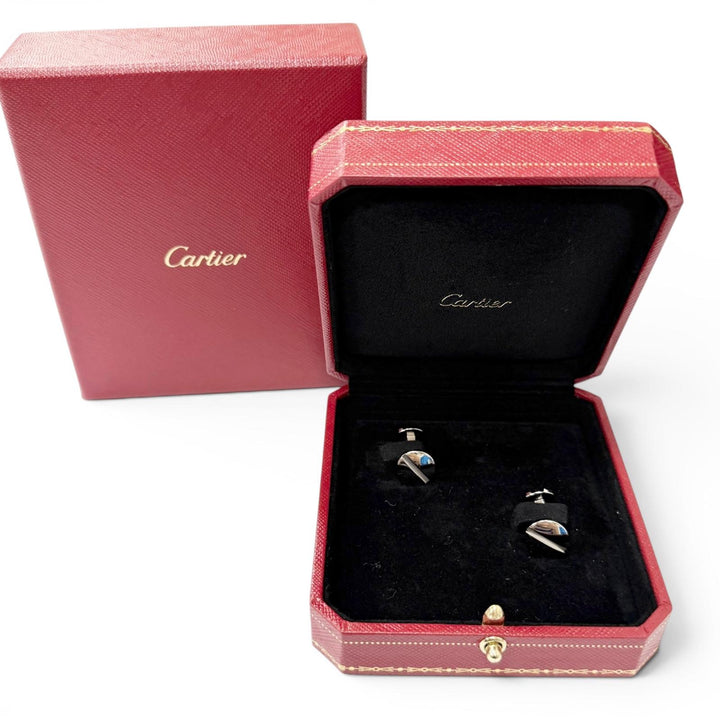 極美品□Cartier カルティエ サントス ドゥ カルティエ AG925 カフスボタン カフリンクス シルバー イタリア製 重量9.2g メンズ 箱付き