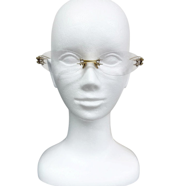 極美品□GENTLE MONSTER ジェントルモンスター NODE 030 ツーポイントメガネ 眼鏡 ゴールド クリアレンズ 60□17-143CO 田中樹着用モデル