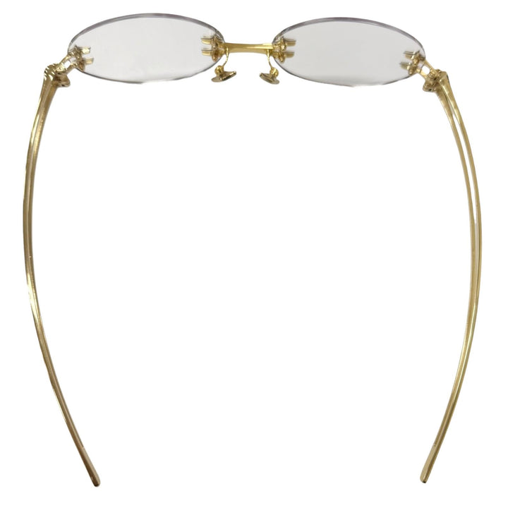 極美品□GENTLE MONSTER ジェントルモンスター NODE 030 ツーポイントメガネ 眼鏡 ゴールド クリアレンズ 60□17-143CO 田中樹着用モデル