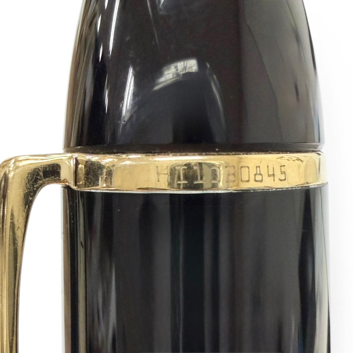 美品□MONTBLANC モンブラン マイスターシュテュック 149 ペン先18K OMニブ キャップ式 希少 万年筆 ブラック ゴールド ドイツ製 メンズ