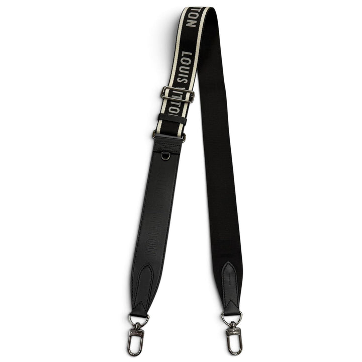 極美品▼LOUIS VUITTON ルイヴィトン J02496 ファブリック レザー ロゴ ショルダーストラップ ブラック シルバー金具 フランス製 メンズ