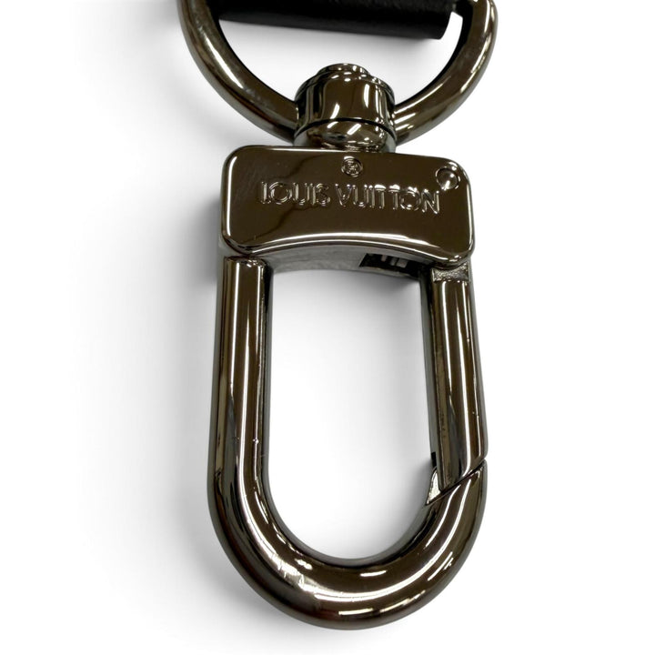極美品▼LOUIS VUITTON ルイヴィトン J02496 ファブリック レザー ロゴ ショルダーストラップ ブラック シルバー金具 フランス製 メンズ