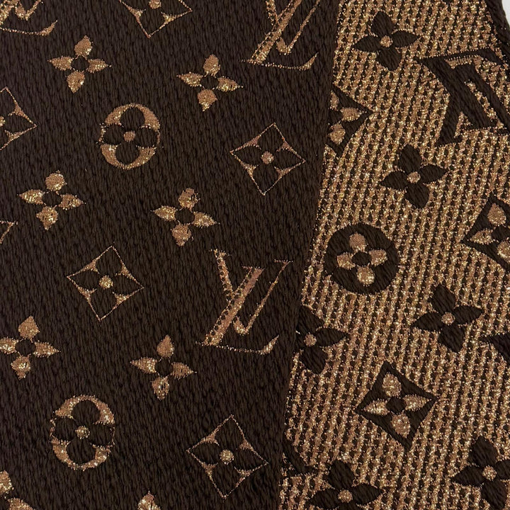 美品☆LOUIS VUITTON ルイヴィトン M71383 エシャルプ ロゴマニア シャイン ウール シルク マロン フリンジ付 マフラー 伊製 正規品