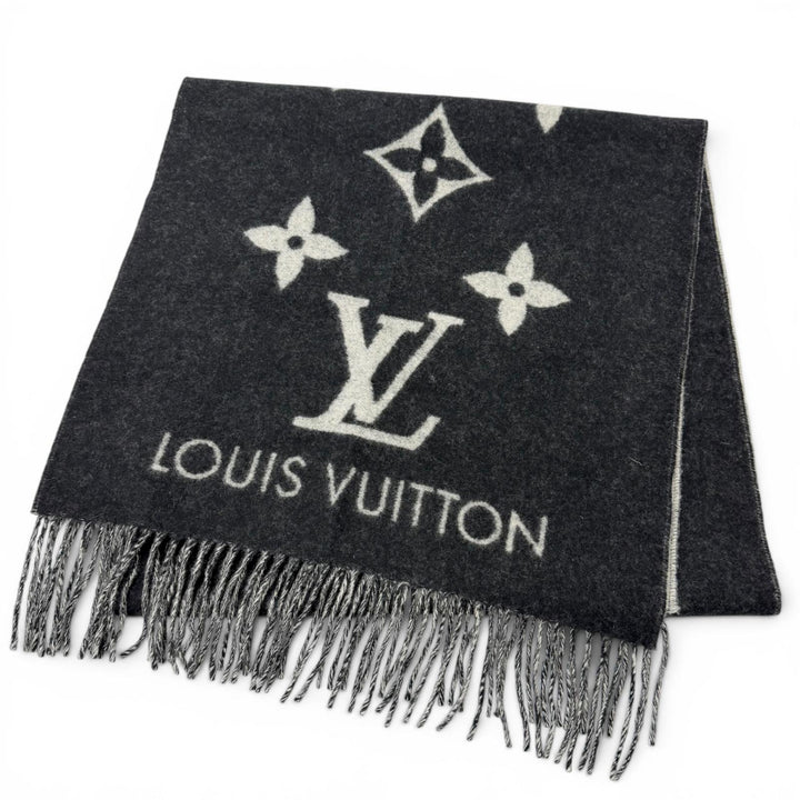 極美品□LOUIS VUITTON ルイヴィトン 2023年製 M71040 エシャルプ・レイキャビック カシミヤ100％ マフラー ブラック イタリア製 正規品