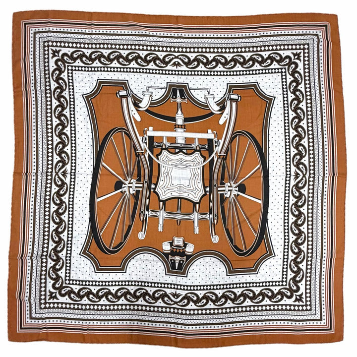 未使用△HERMES エルメス H244170S08 LES ROUES DE PHAETON 四輪馬車の車輪 カシミヤ シルク キャラメル グリシネ ノワール カレジェアン