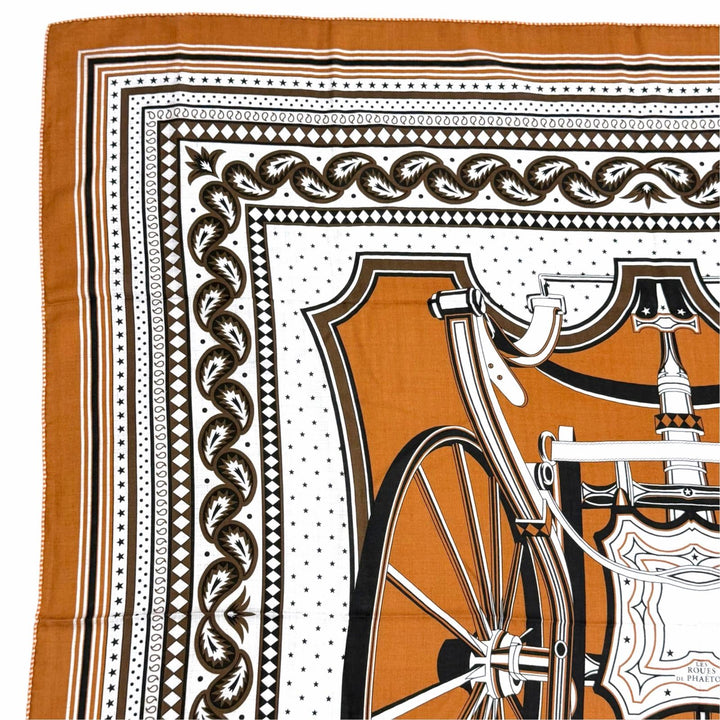 未使用△HERMES エルメス H244170S08 LES ROUES DE PHAETON 四輪馬車の車輪 カシミヤ シルク キャラメル グリシネ ノワール カレジェアン