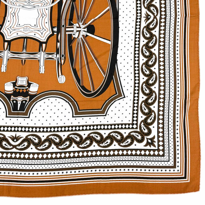 未使用△HERMES エルメス H244170S08 LES ROUES DE PHAETON 四輪馬車の車輪 カシミヤ シルク キャラメル グリシネ ノワール カレジェアン