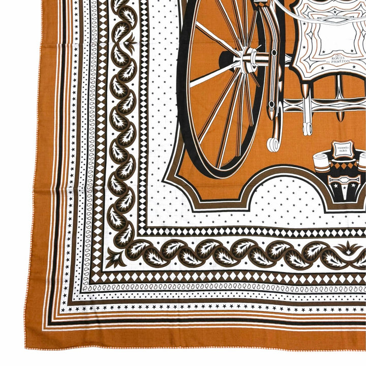 未使用△HERMES エルメス H244170S08 LES ROUES DE PHAETON 四輪馬車の車輪 カシミヤ シルク キャラメル グリシネ ノワール カレジェアン