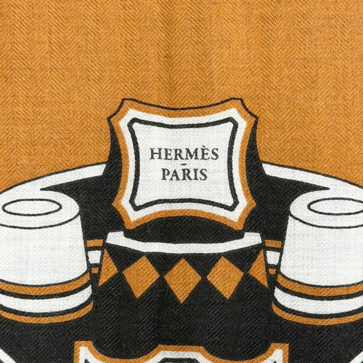 未使用△HERMES エルメス H244170S08 LES ROUES DE PHAETON 四輪馬車の車輪 カシミヤ シルク キャラメル グリシネ ノワール カレジェアン