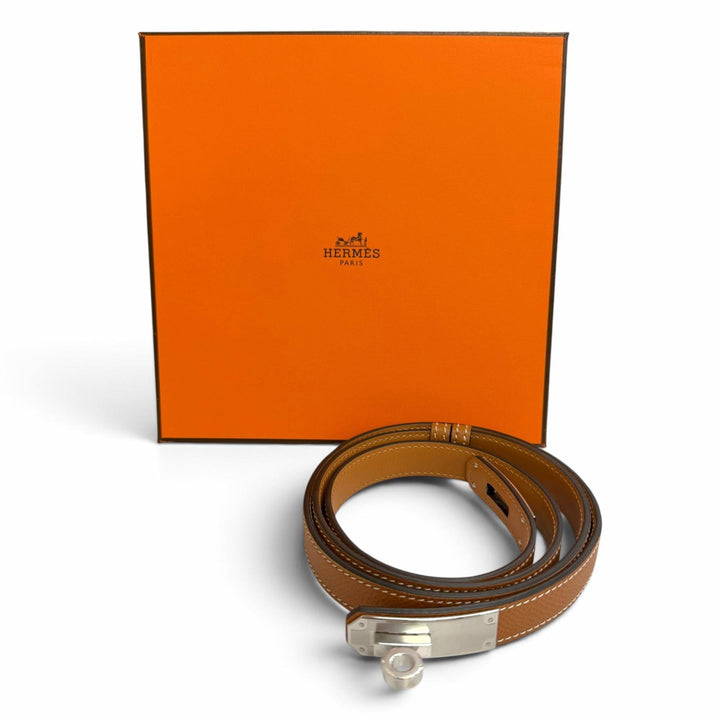 未使用品△HERMES エルメス ケリー 18 ベルト ヴォーエプソン ゴールド シルバー金具 Z刻印 フランス製 レディース 箱付き オススメ◎