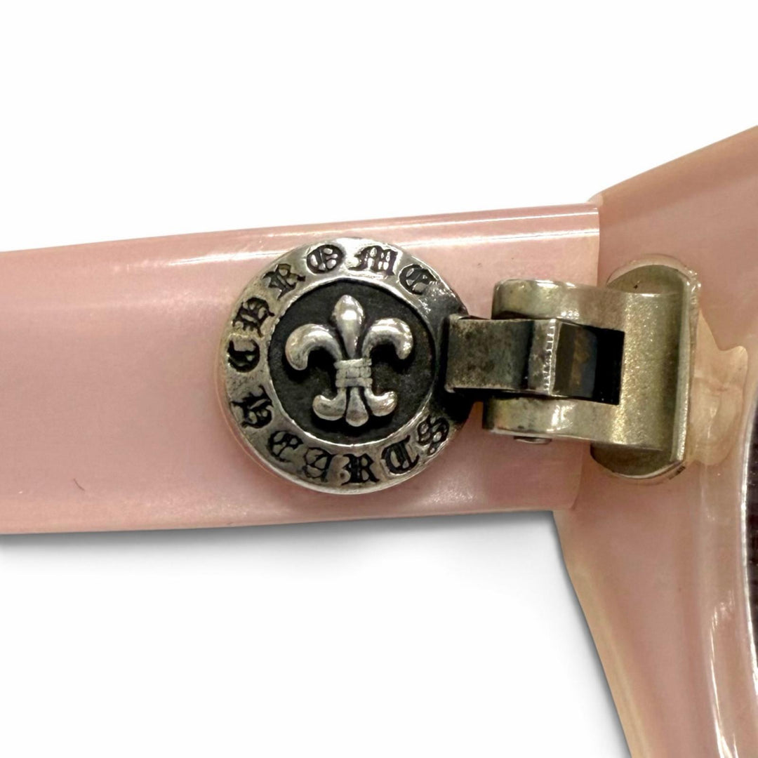 極美品△CHROME HEARTS クロムハーツ EDITH 925 メガネ 眼鏡 アイウェア ブラウン ピンク シルバー金具 デモレンズ 日本製 レディース