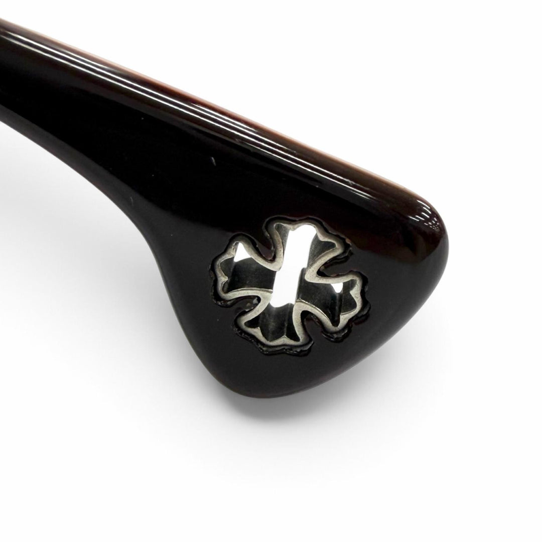 極美品△CHROME HEARTS クロムハーツ EDITH 925 メガネ 眼鏡 アイウェア ブラウン ピンク シルバー金具 デモレンズ 日本製 レディース