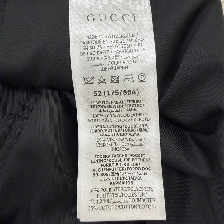 極美品□GUCCI グッチ 692041 ウール100％ GGロゴ総柄 シングル スラックス トラウザーズ パンツ チャコールグレー 52 スイス製 正規品