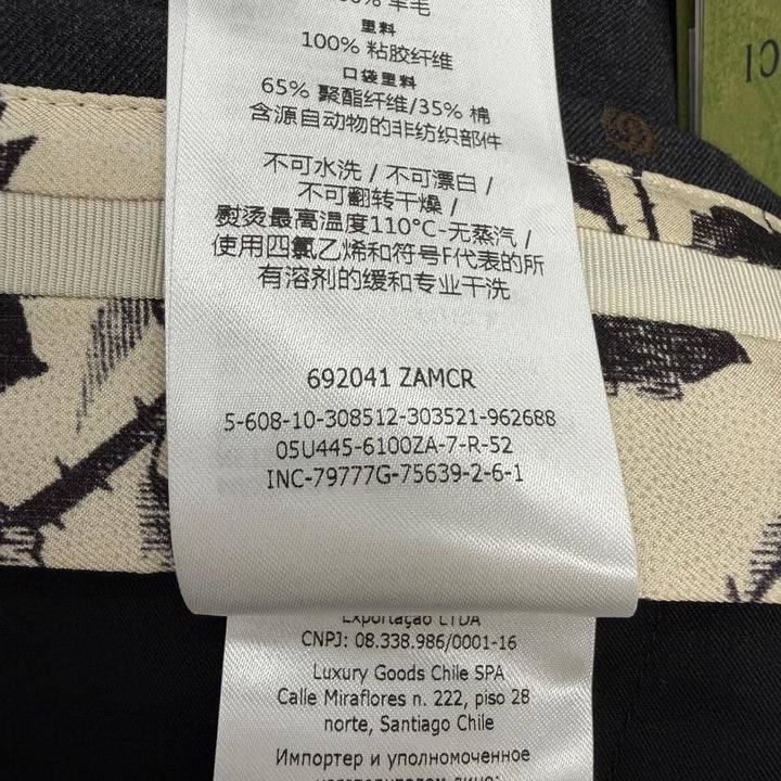 極美品□GUCCI グッチ 692041 ウール100％ GGロゴ総柄 シングル スラックス トラウザーズ パンツ チャコールグレー 52 スイス製 正規品