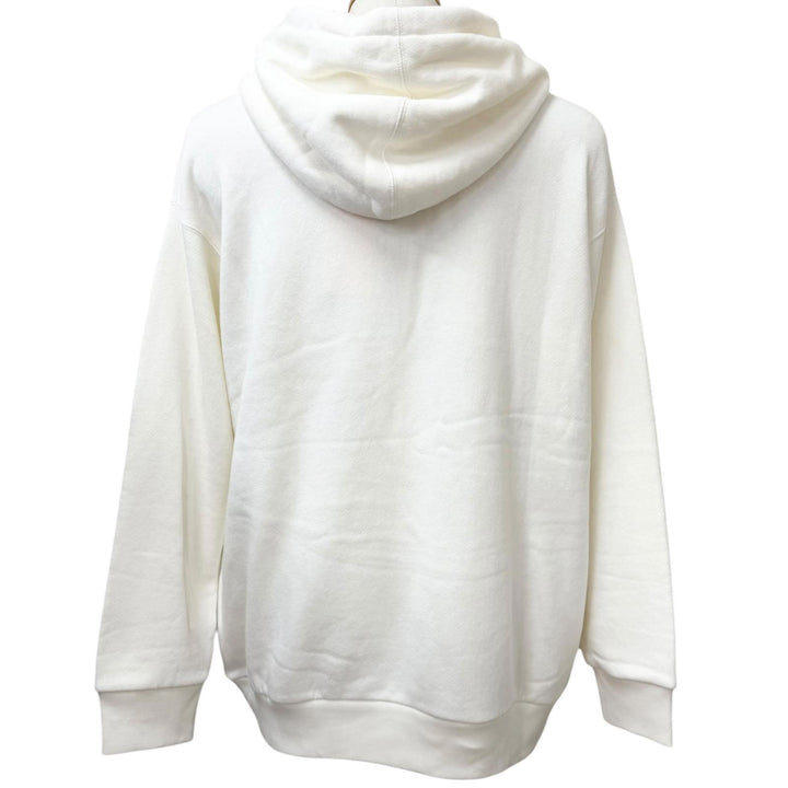 極美品□GUCCI adidas グッチ アディダス 717427 トレフォイル アーチロゴ プルオーバーパーカー フーディー アイボリー M 伊製 正規品