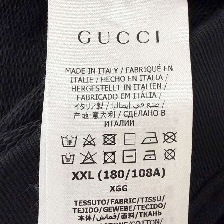 極美品□GUCCI グッチ 22SS 681210 コットン100％ ロゴプリント プルオーバーパーカー フーディー ブラック XXL イタリア製 正規品