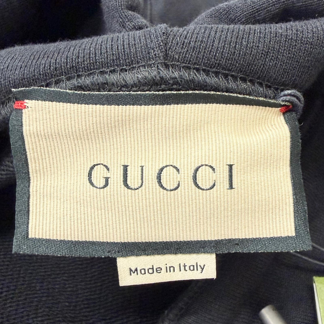 極美品□GUCCI グッチ 22SS 681210 コットン100％ ロゴプリント プルオーバーパーカー フーディー ブラック XXL イタリア製 正規品