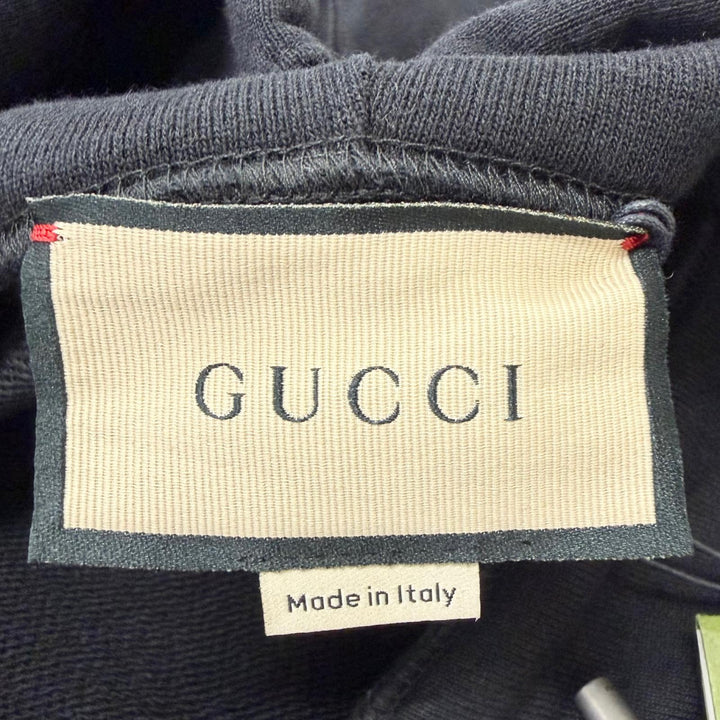 極美品□GUCCI グッチ 22SS 681210 コットン100％ ロゴプリント プルオーバーパーカー フーディー ブラック XXL イタリア製 正規品