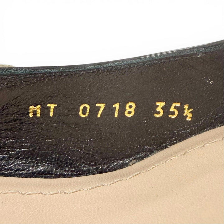 美品△Christian Dior クリスチャンディオール JADIOR スリングバック パンプス パテントレザー ポインテッドトゥ ブラック 35.5 袋付き