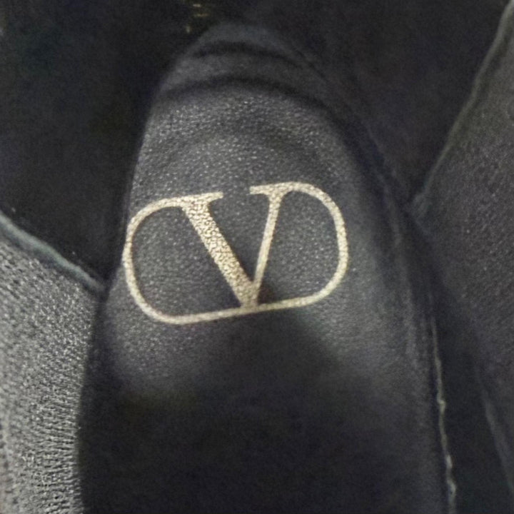 極美△Valentino Garavani ヴァレンティノガラヴァーニ レザー Vロゴ プラットフォーム サイドゴア チェルシーブーツ 厚底 ブラック 35.5