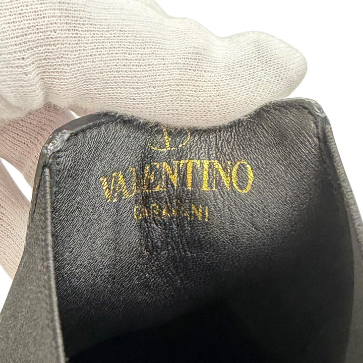 極美△Valentino Garavani ヴァレンティノガラヴァーニ レザー Vロゴ プラットフォーム サイドゴア チェルシーブーツ 厚底 ブラック 35.5