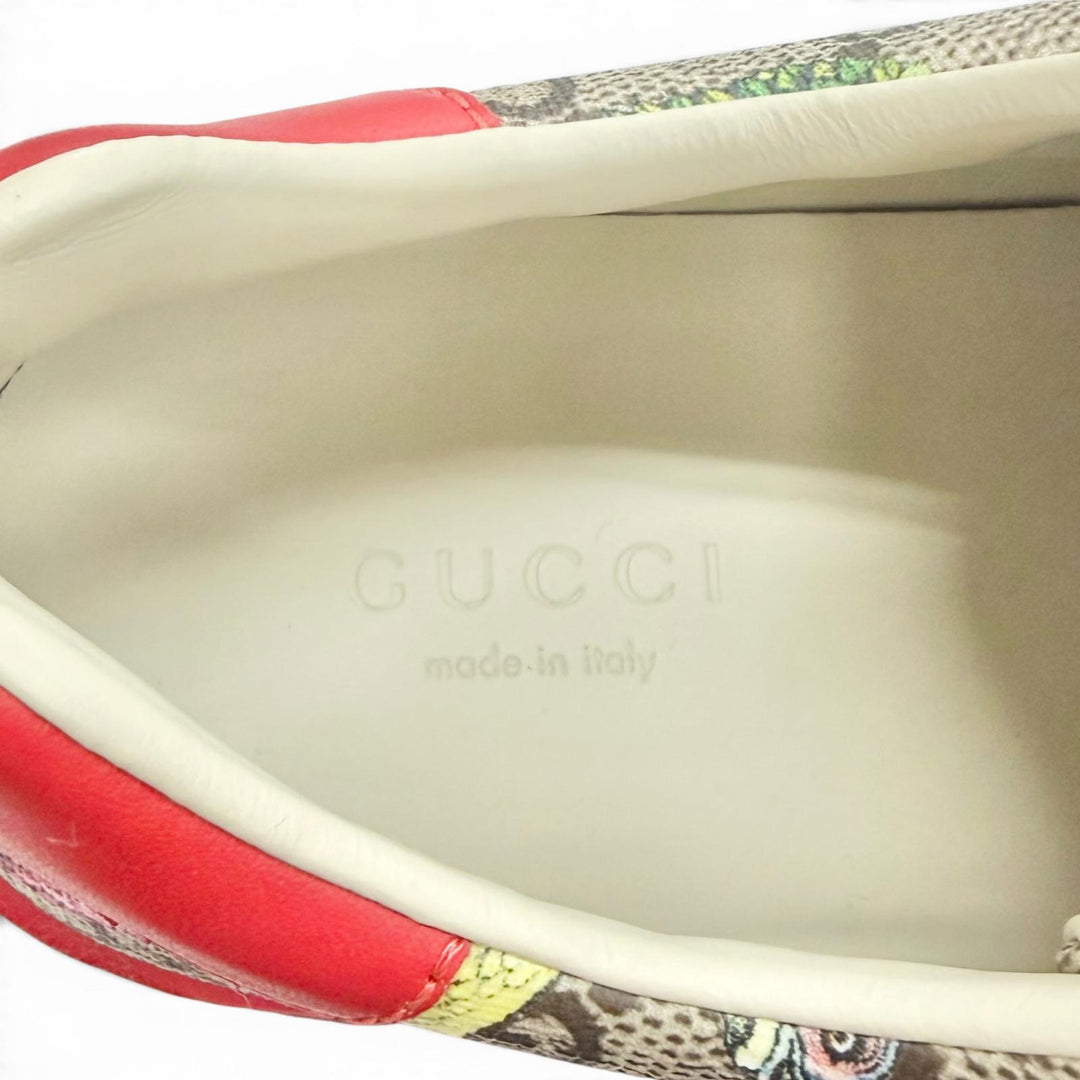 未使用品△GUCCI YUKO HIGUCHI グッチ ヒグチユウコ 463091 GGスプリームキャンバス レザー ベルクロ ローカットスニーカー レッド 34