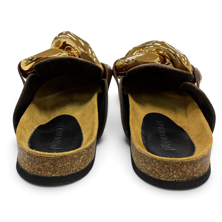 美品☆JW Anderson ジェイダブリュー・アンダーソン AN35004A チェーン レザー ミュール ブラウン 36 スペイン製 レディース 箱・保袋付