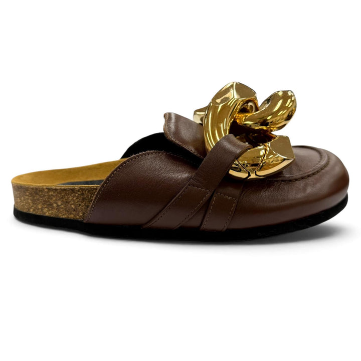 美品☆JW Anderson ジェイダブリュー・アンダーソン AN35004A チェーン レザー ミュール ブラウン 36 スペイン製 レディース 箱・保袋付