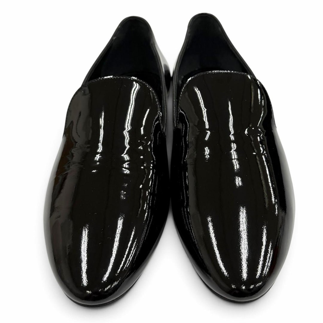 極美品★SAINT LAURENT PARIS サンローランパリ 484804 YSLロゴ パテントレザー ローファー ブラック ゴールド金具 39 箱・保存袋付き