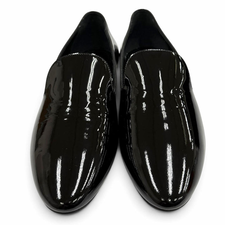 極美品★SAINT LAURENT PARIS サンローランパリ 484804 YSLロゴ パテントレザー ローファー ブラック ゴールド金具 39 箱・保存袋付き