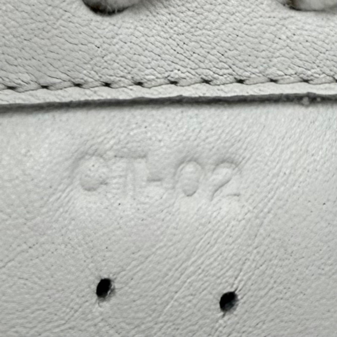 美品★CELINE セリーヌ CT-02 ロゴデザイン ベルクロストラップ レースアップ レザー スニーカー ホワイト 37 イタリア製 保存袋付