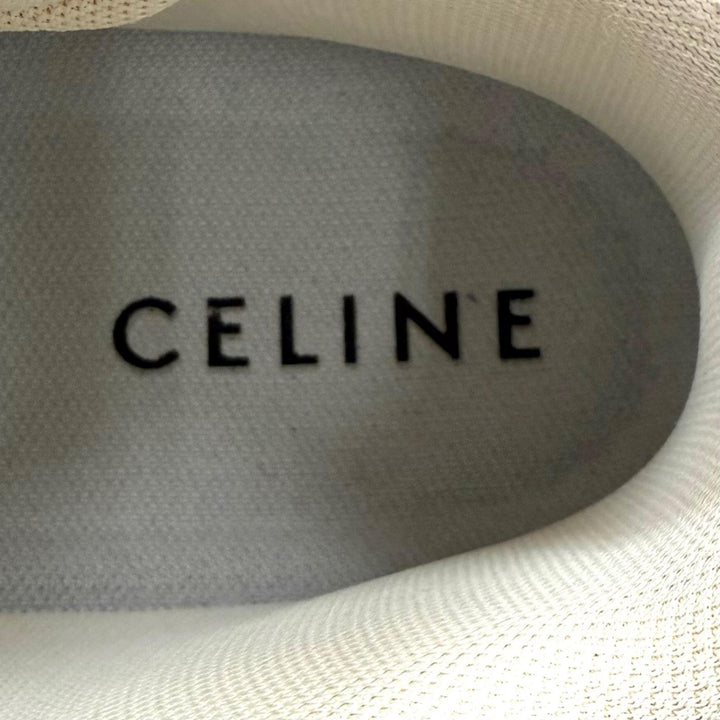 美品★CELINE セリーヌ CT-02 ロゴデザイン ベルクロストラップ レースアップ レザー スニーカー ホワイト 37 イタリア製 保存袋付