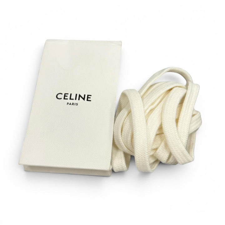 美品★CELINE セリーヌ CT-02 ロゴデザイン ベルクロストラップ レースアップ レザー スニーカー ホワイト 37 イタリア製 保存袋付