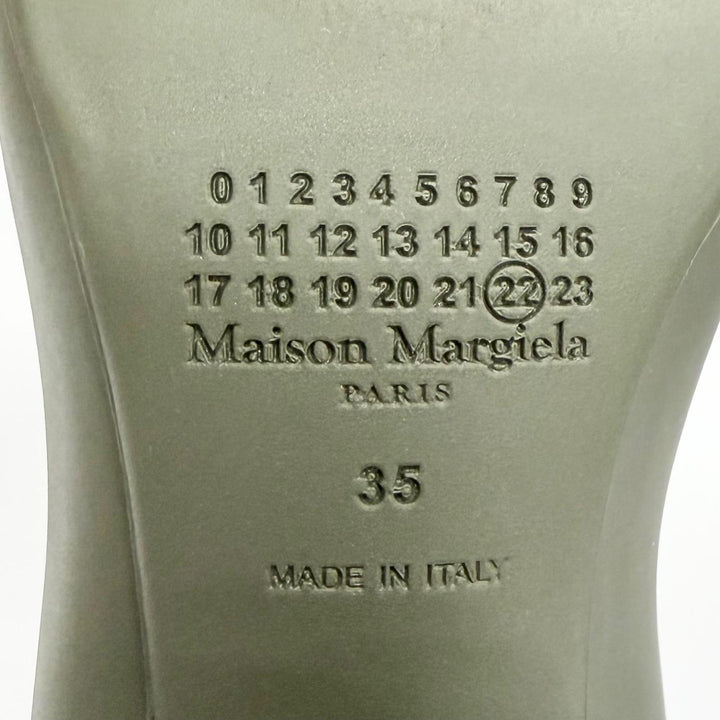 美品△Maison Margiela 22 メゾンマルジェラ22 S58WL0222 TABI ラバー アンクルストラップ レインシューズ パンプス カーキ 35 箱・袋付