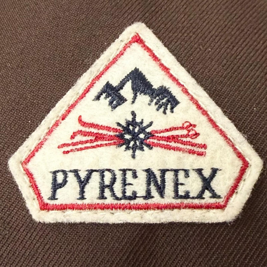 美品□Pyrenex ピレネックス ANNECY FUR アヌシー ファーフーデッド ロゴワッペン ダウンジャケット コート ブラウン M 正規品 メンズ