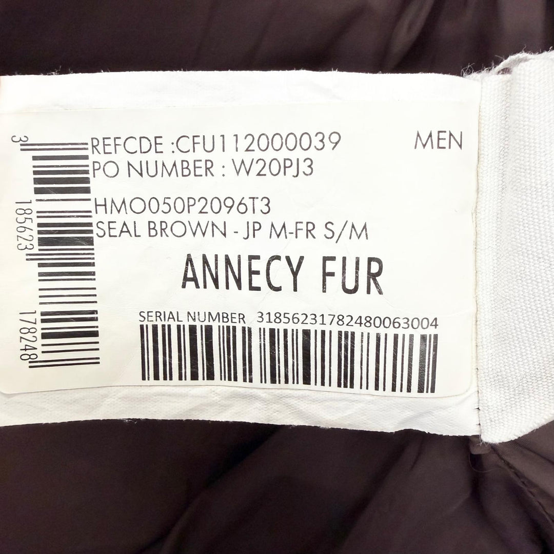 美品□Pyrenex ピレネックス ANNECY FUR アヌシー ファーフーデッド ロゴワッペン ダウンジャケット コート ブラウン M 正規品 メンズ