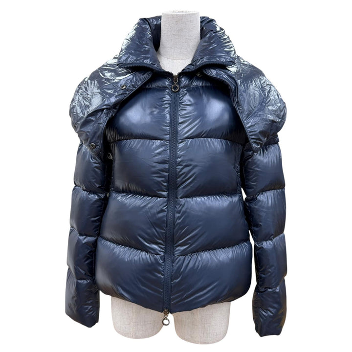 美品☆TATRAS タトラス LTK20A4217 LENA レナ フード付 ロゴ ZIP UP ダウンジャケット ネイビー 03 正規品 レディース
