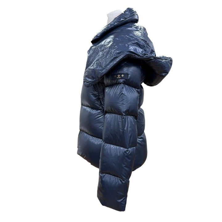 美品☆TATRAS タトラス LTK20A4217 LENA レナ フード付 ロゴ ZIP UP ダウンジャケット ネイビー 03 正規品 レディース