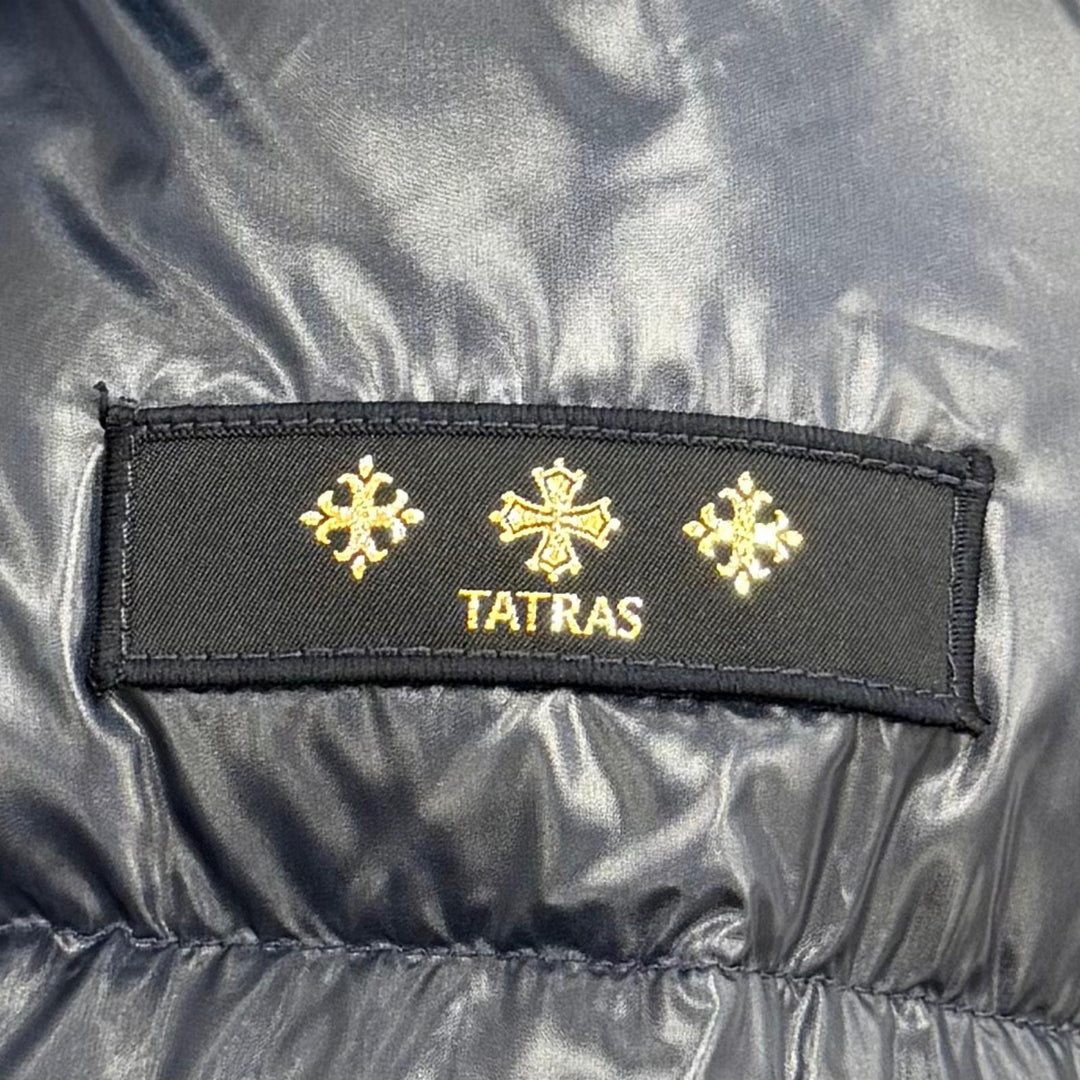 美品☆TATRAS タトラス LTK20A4217 LENA レナ フード付 ロゴ ZIP UP ダウンジャケット ネイビー 03 正規品 レディース