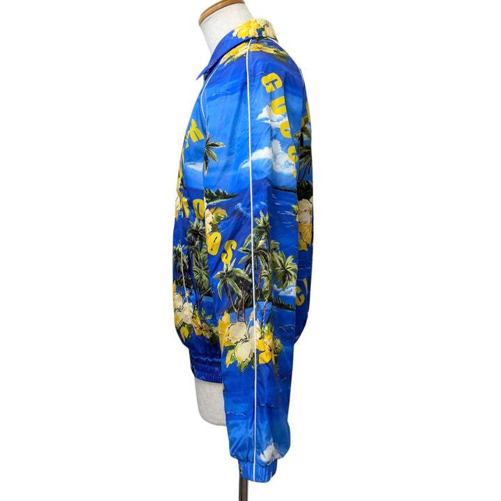 極美品□GUCCI グッチ 22AW 694137 スーベニアフロムロサンゼルス プリントナイロンジャケット ブルゾン ブルー 46 イタリア製 正規品