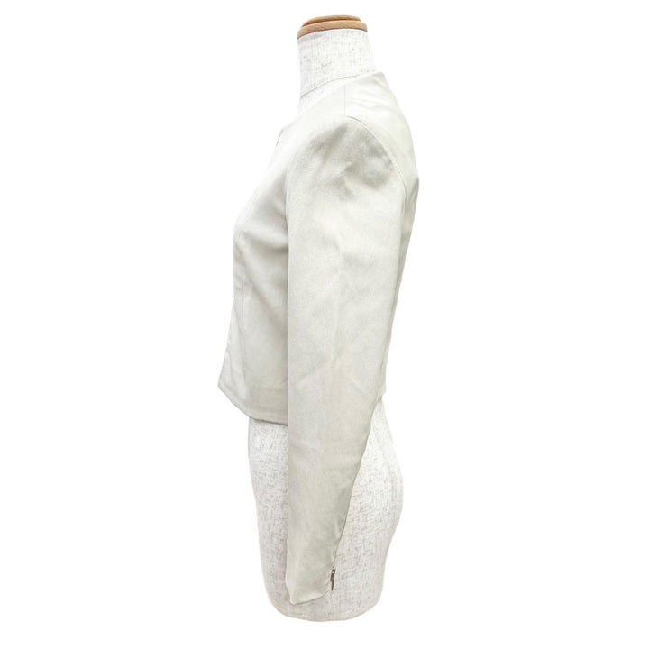 未使用品△THE ROW ザロウ STANTA JACKET ラムスキン クロップド ジップアップ ノーカラー レザージャケット アイボリー 0 USA製 正規品