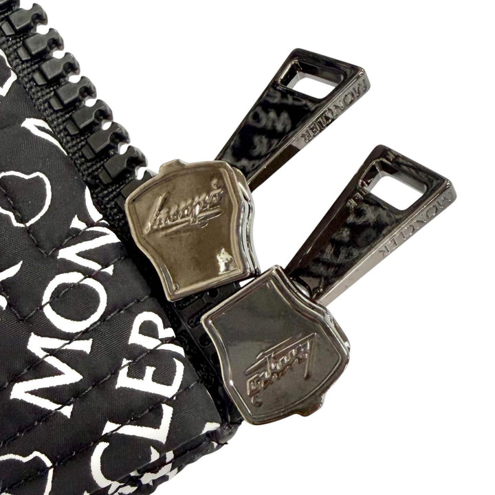 極美品△MONCLER モンクレール 22-23AW MAIRE マイール ロゴワッペン 総柄 フード付き ジップアップ ダウンジャケット ブラック 1 正規品